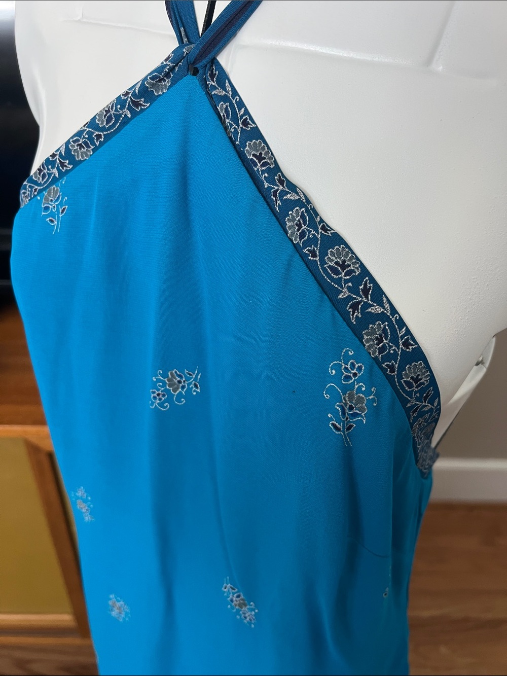 Laundry By Shelli Segal Teal Halter Maxi Dress with Contrast Hem - Picture 2 of 13